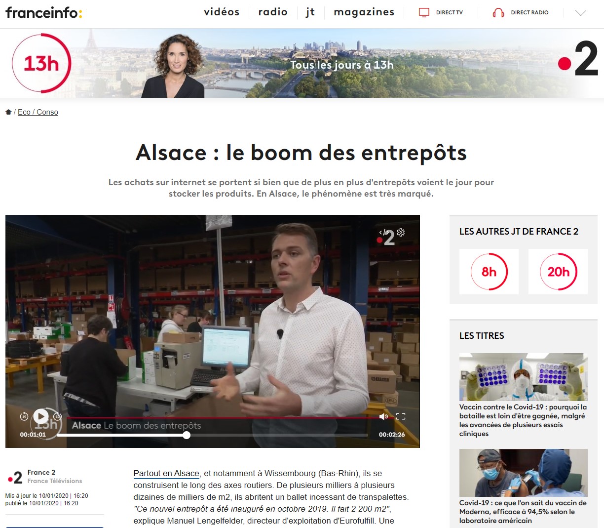 Euroservices Partner dans le journal de France 2